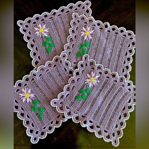 Purple Flower Crochet Placemats